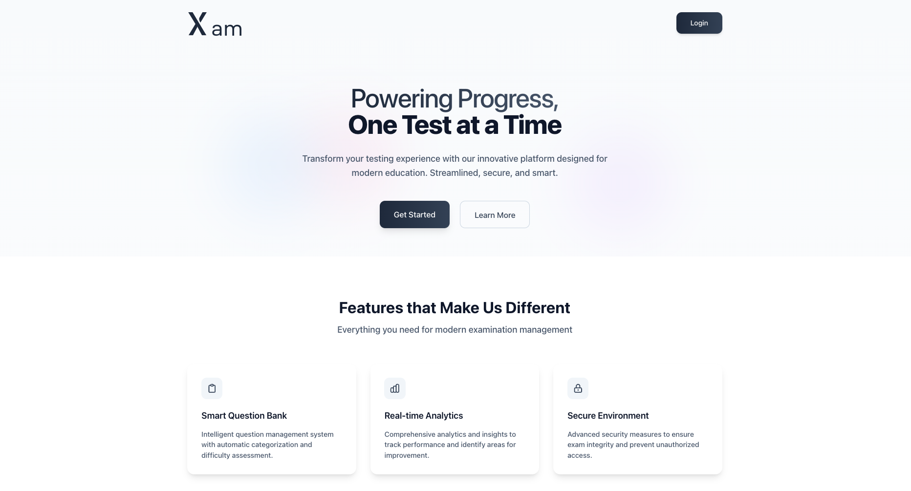 Xam Landing Page